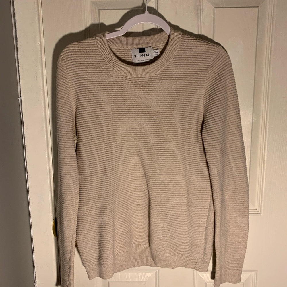 Topman Cream Colored Ribbed Sweater XS